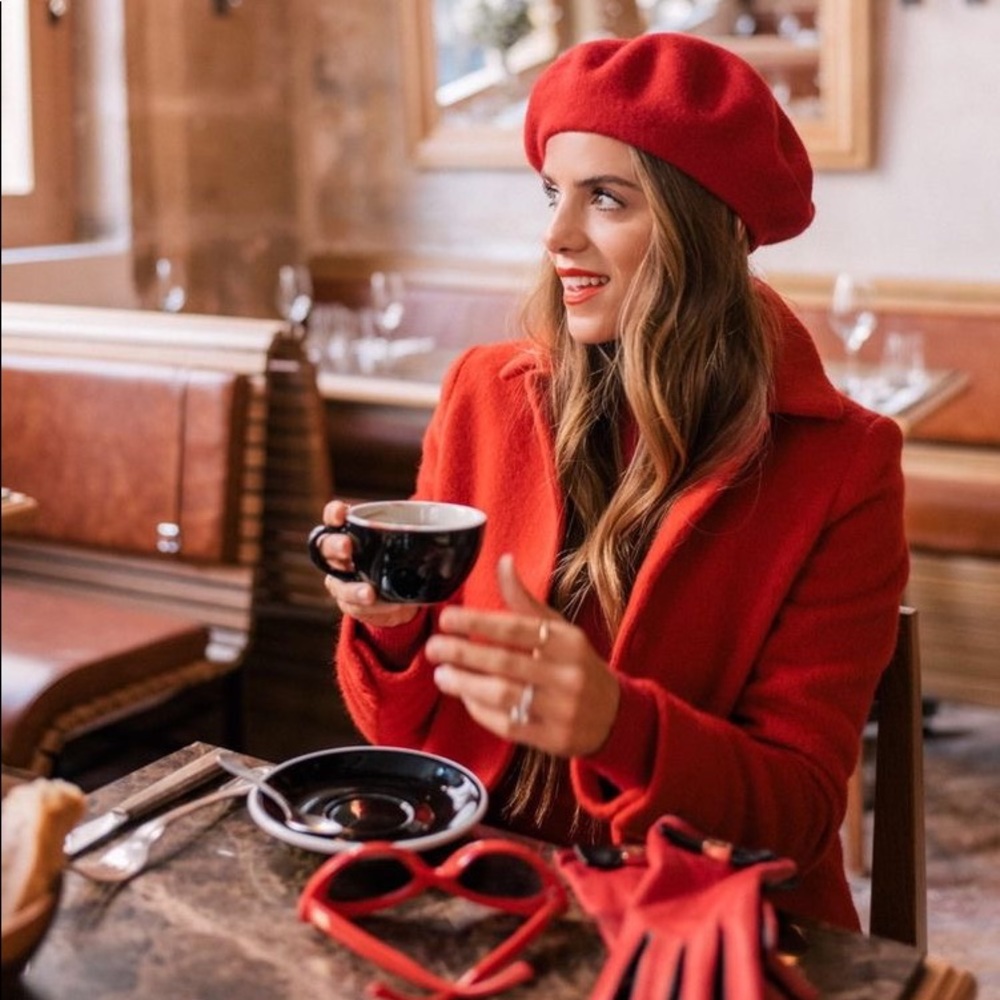 classic french beret hat black felt fall winter - Picture 9 of 16